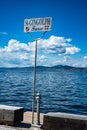 St. Gingolph, France - Sign of the village at the waterside of Lac Leman