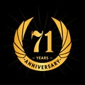 71 years anniversary design template. Elegant anniversary logo design. Seventy-one years logo. Royalty Free Stock Photo