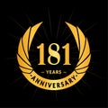 181 years anniversary design template. Elegant anniversary logo design. 181 years logo. Royalty Free Stock Photo