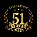 51 years anniversary celebration logotype. 51st anniversary logo. Vector and illustration.