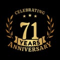 71 years anniversary celebration logotype. 71st anniversary logo. Vector and illustration. Royalty Free Stock Photo