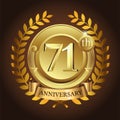 71st golden anniversary wreath ribbon logo Royalty Free Stock Photo