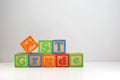 1st Grade spelled out with ABC blocks