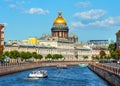 St Isaac's Cathedral across Moyka river, St Petersburg, Russia Royalty Free Stock Photo