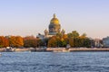St. Isaac`s Cathedral in autumn at sunset, Saint Petersburg, Russia Royalty Free Stock Photo