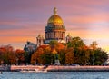 St. Isaac`s Cathedral in autumn at sunset, Saint Petersburg, Russia Royalty Free Stock Photo