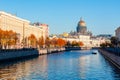 St. Isaac`s Cathedral and Moyka river in autumn, Saint Petersburg, Russia