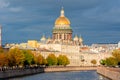 St. Isaac`s Cathedral and Moyka river in autumn, Saint Petersburg, Russia