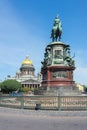 St. Isaac`s Cathedral and Nicholas I monument, Saint Petersburg, Russia