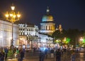 St. Isaac`s Cathedral and Palace square at summer night, St. Petersburg, Russia Royalty Free Stock Photo