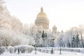 St. Isaac`s Cathedral in St. Petersburg winter frosty morning Royalty Free Stock Photo
