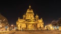 St. Isaac`s Cathedral in St. Petersburg, winter night view