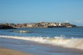 St Ives Cornwall from Porthminster beach with waves Royalty Free Stock Photo