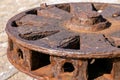 Old rusty Windlass capstan at St Ives, Cornwall on May 13, 2021 Royalty Free Stock Photo