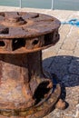 Old rusty Windlass capstan at St Ives, Cornwall on May 13, 2021 Royalty Free Stock Photo