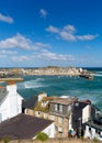 St Ives harbour Cornwall England with boats blue sky Royalty Free Stock Photo