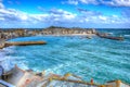 St Ives harbour Cornwall England uk blue sea and sky in colourful HDR Royalty Free Stock Photo