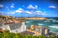 St Ives harbour Cornwall England uk blue sea and sky in colourful HDR Royalty Free Stock Photo