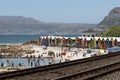 St James beach and railway tracks. Cape Town South Africa