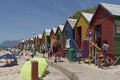 St James beach colourful bathing huts. South Africa