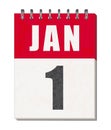 1st january calendar page icon. Happy new year ! Royalty Free Stock Photo