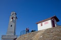 Lighthouse and sea walls in St-Jean de Luz Royalty Free Stock Photo