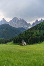 St Johann Church with beautiful Dolomiti mountains Royalty Free Stock Photo