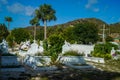 The St. John Cemetery on the island of Saint Barthelemy, a French-speaking Caribbean island commonly known as St. Barts Royalty Free Stock Photo
