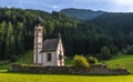 St. John church in front of the Odle mountains, Funes Valley, Dolomites, Italy Royalty Free Stock Photo