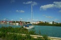 Small yacht at the capital city St. John`s in Antigua Royalty Free Stock Photo