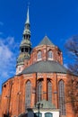 The St. John`s Church and spire of Cathedral of St. Peter, Riga, Latvia