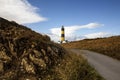 St John`s Point lighthouse in Killough on Dundrum Bay in Northern Ireland