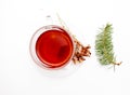 St. John`s wort tea on white background Royalty Free Stock Photo