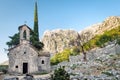 St John`sChurch of Saint John,surrounded by beautiful rocky mountain scenery at sunset, Kotor,Montenegro