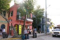 St John, U.S Virgin Islands - February 21, 2024 - The view of the local shops and tourists near Franklin A Powell Sr Park