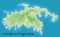 St John Virgin Islands. Vector map. Geographic map detailed with Royalty Free Stock Photo