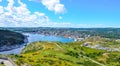 St John's Harbour in Newfoundland Canada. Panoramic view, Warm summer day in August. Royalty Free Stock Photo