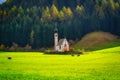 St. John's in Ranui Chapel in Santa Maddalena. Italy Royalty Free Stock Photo