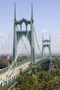 St Johns Bridge for Vehicles Over Willamette River Royalty Free Stock Photo