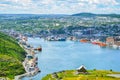 St Johns Harbour in Newfoundland Canada. Panoramic view, Warm summer day in August. Royalty Free Stock Photo