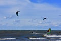 St. Joseph, Michigan Kite Surfers and Windsurfers at Tiscornia Park Royalty Free Stock Photo