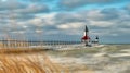 St Joseph Michigan Winter Time Light Houses Royalty Free Stock Photo