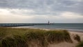 St. Joseph North Pier Lighthouse at Tiscornia Park and Lake Michigan Royalty Free Stock Photo