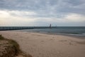 St. Joseph North Pier Lighthouse at Tiscornia Park and Lake Michigan Royalty Free Stock Photo