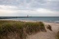 St. Joseph North Pier Lighthouse at Tiscornia Park and Lake Michigan Royalty Free Stock Photo