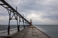 St. Joseph North Pier Lighthouse at Tiscornia Park in Michigan Royalty Free Stock Photo