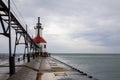 St. Joseph North Pier Lighthouse at Tiscornia Park in Michigan Royalty Free Stock Photo