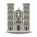 St Joseph`s Cathedral in Hanoi cartoon vector illustration