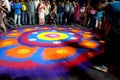 1st July 2022, Kolkata, West Bengal, India. Artist Creating rangoli at Kolkata Iskcon Rath Yatra Royalty Free Stock Photo