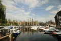 St Katharine Docks is a former dock and now a mixed-used rich district in Central London Royalty Free Stock Photo